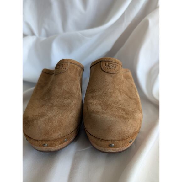 UGG Women's Clogs Size 6.5 Brown Leather Fur Lined Leather Boho Western Sz 6.5 - Picture 1 of 10